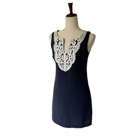 Eliza J sleeveless pompon trim shift dress size 4 - Picture 1 of 8